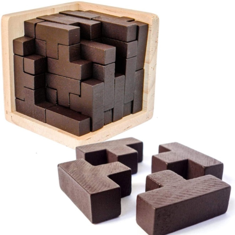 Wood blocks brain teaser puzzle (like 3d Tetris) - Picture 1 of 4
